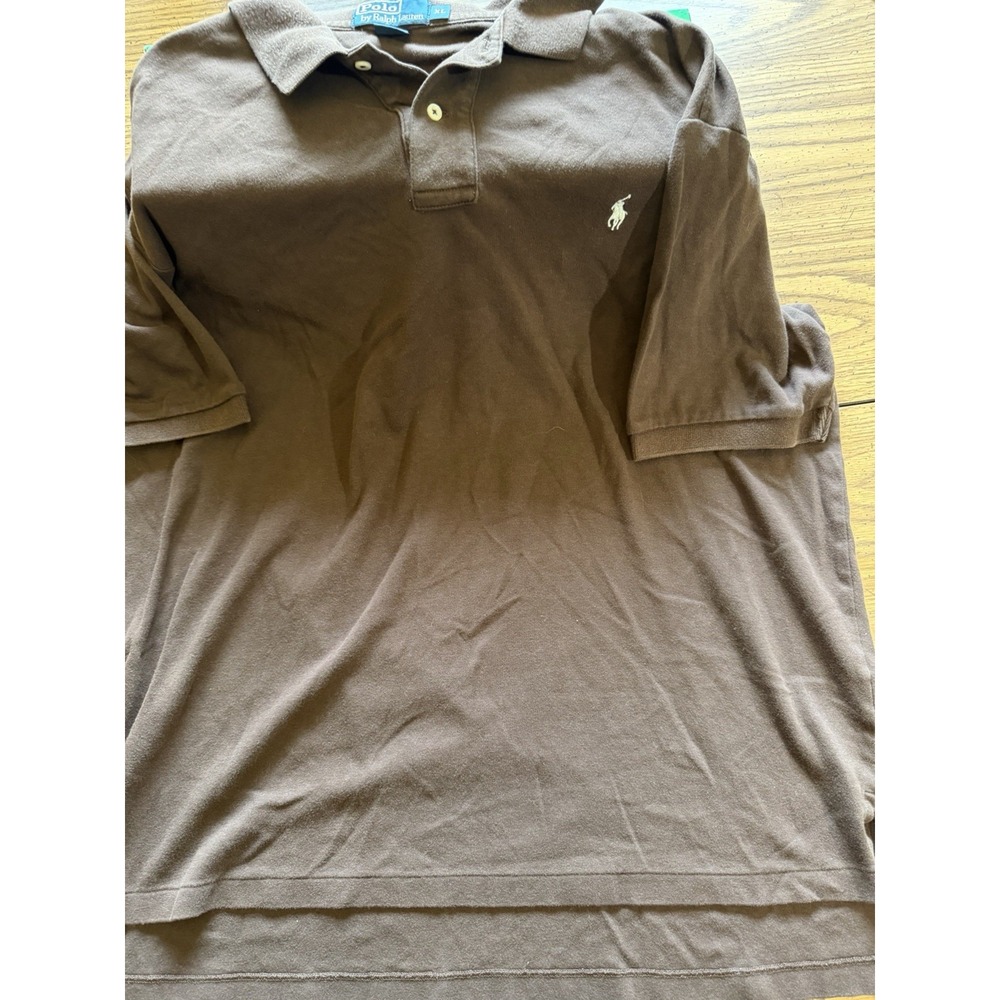Polo Ralph Lauren Brown Soft Knit Polo Shirt White Pony Mens XL (B)